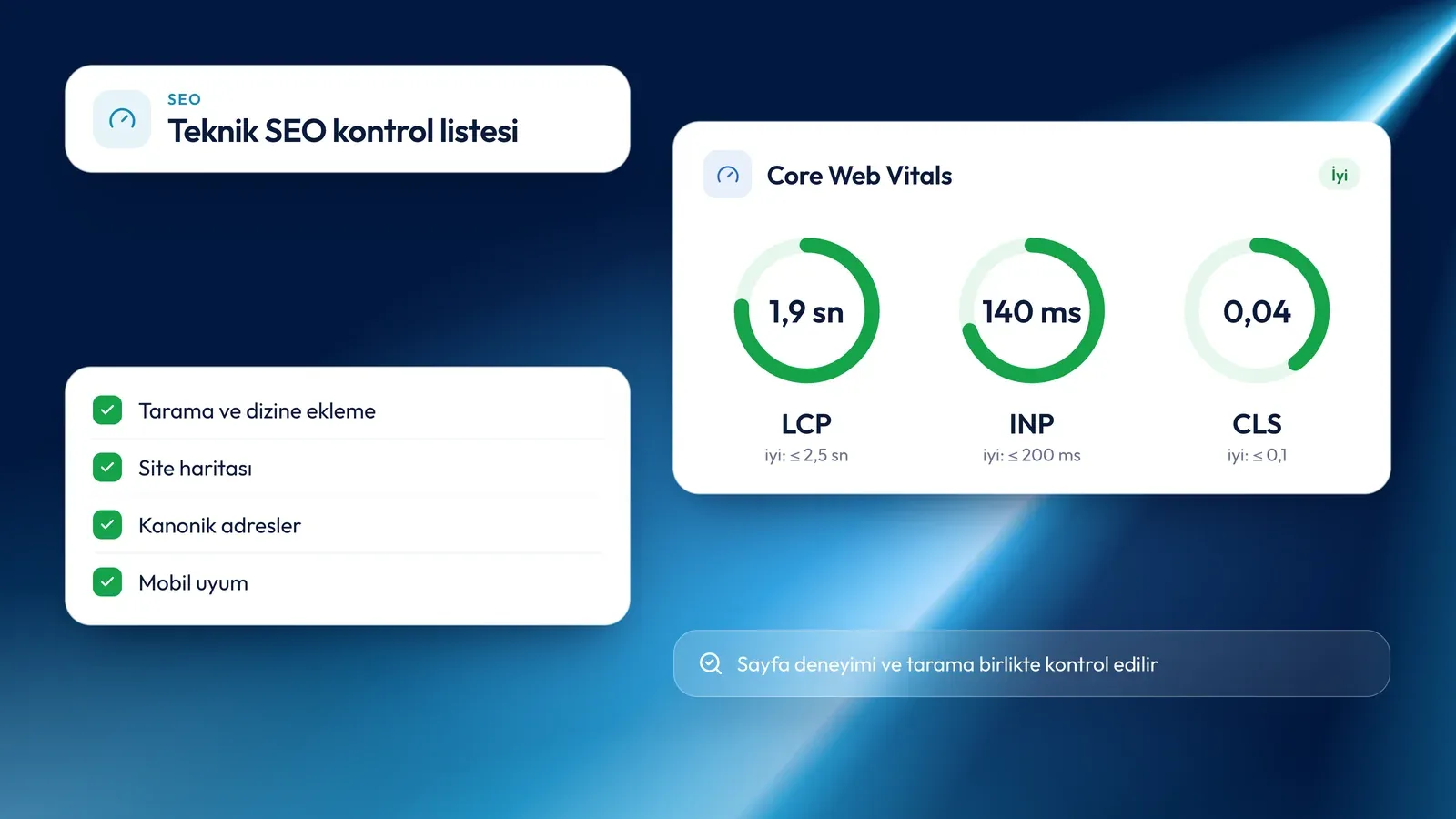 2026 teknik SEO kontrol listesi: Core Web Vitals ve fazlası