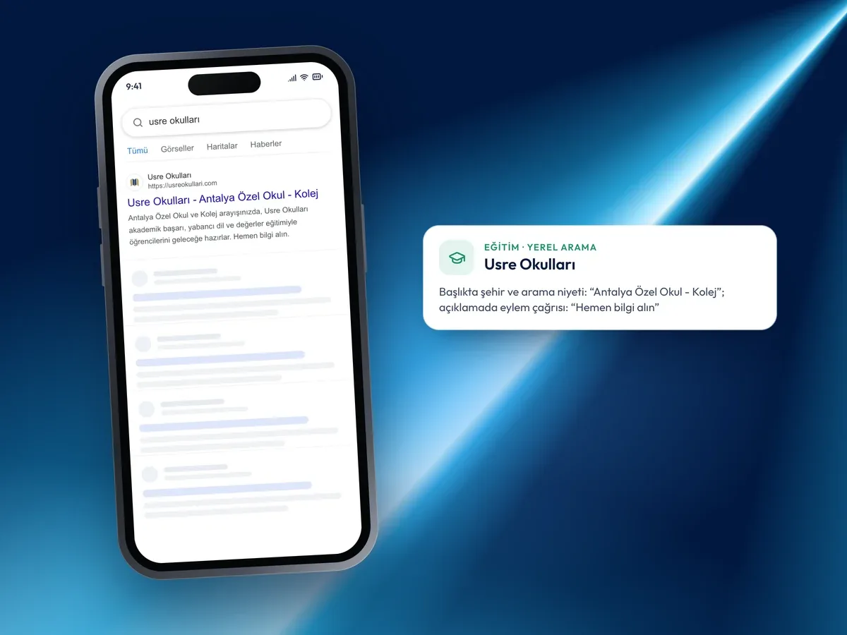 Usre Okulları sitesinin telefonda arama sonucundaki görünümü