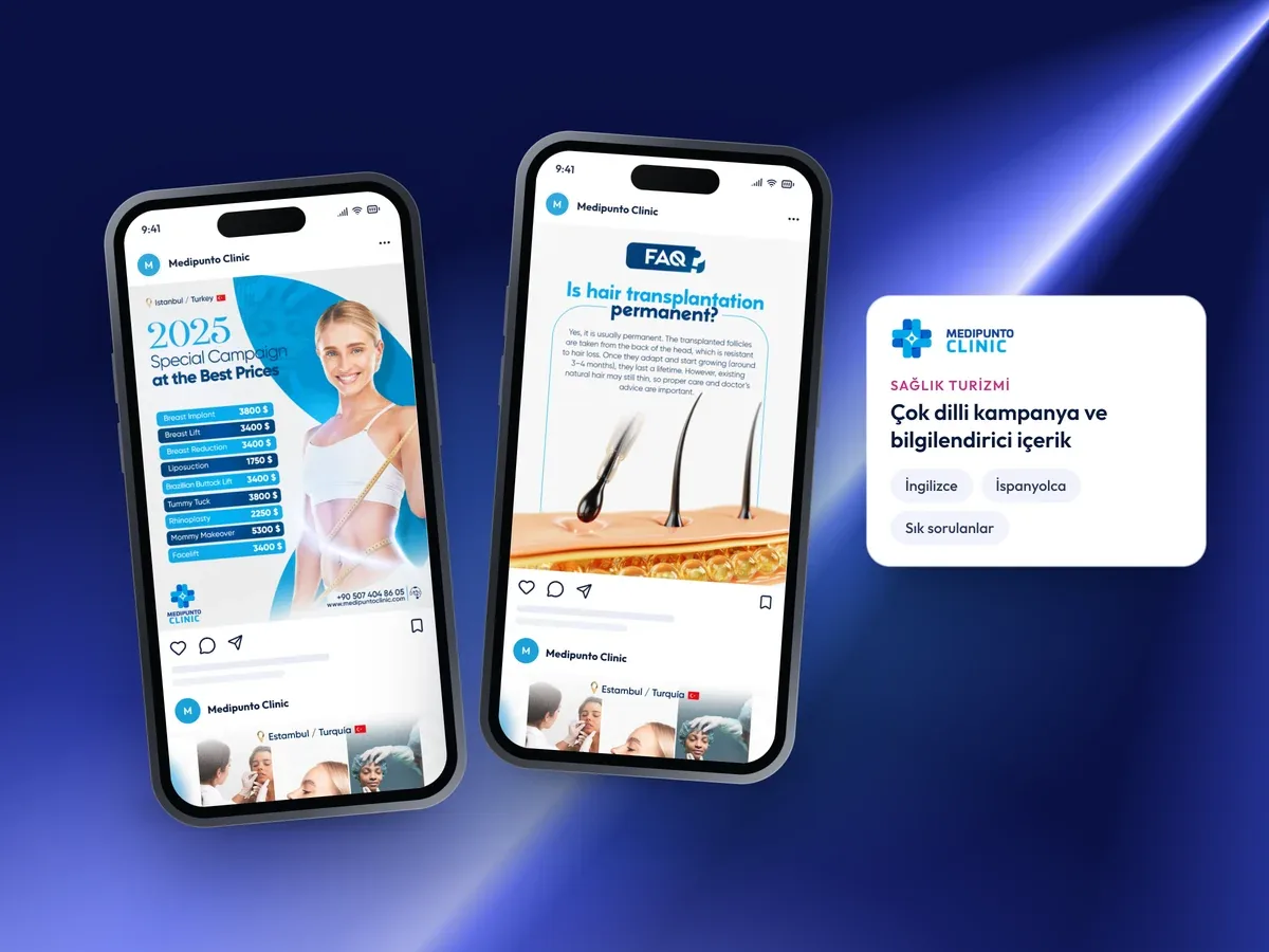 Medipunto Clinic için çok dilli kampanya ve bilgilendirici gönderiler