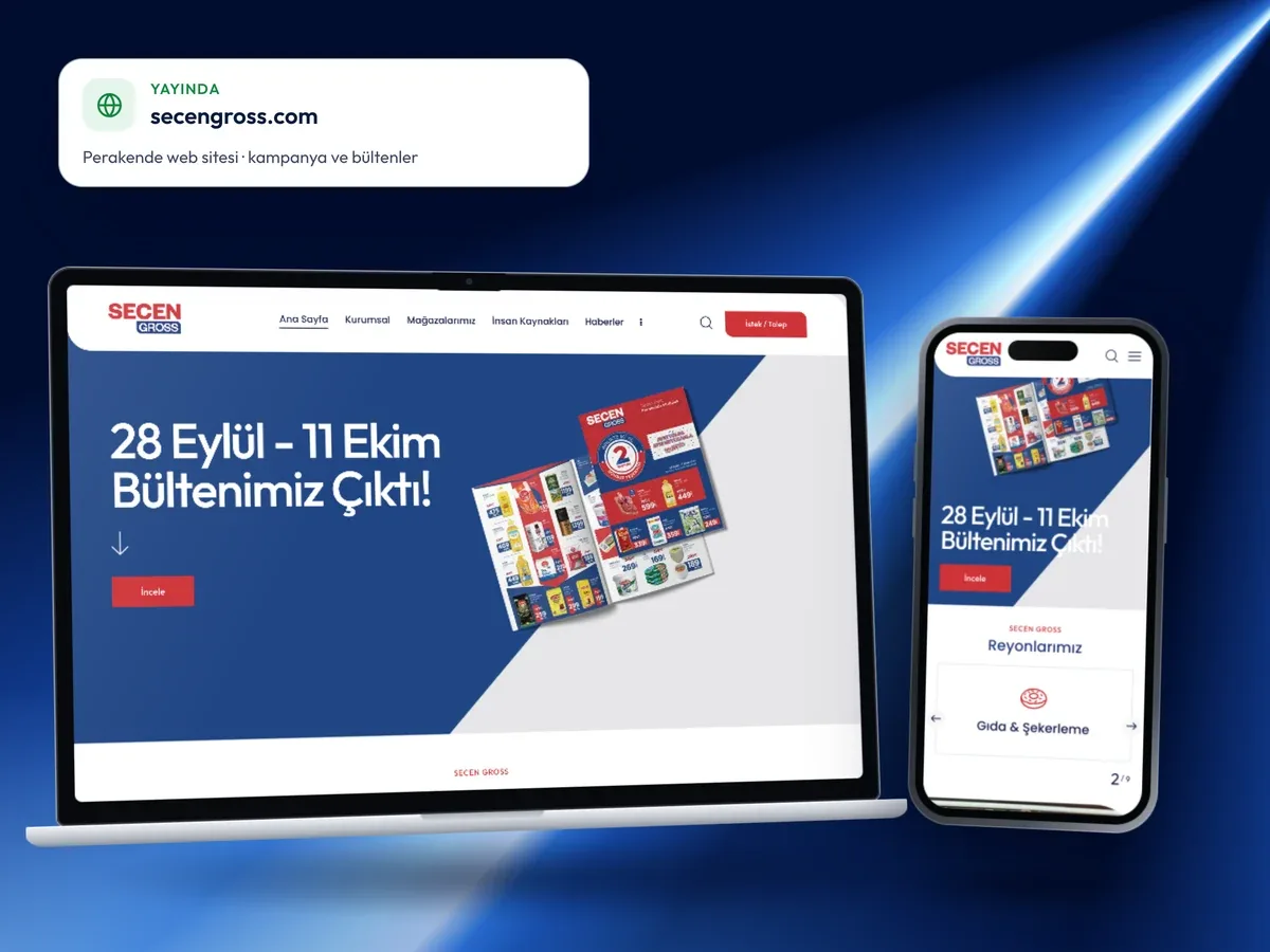 secengross.com perakende web sitesi, masaüstü ve mobil görünüm