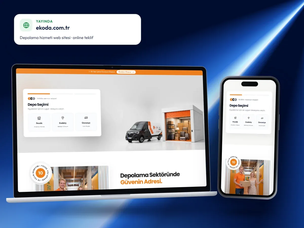 ekoda.com.tr depolama hizmeti web sitesi, masaüstü ve mobil görünüm